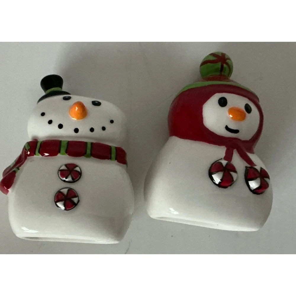 Snowman Salt and Pepper Shakers Ceramic Christmas Holiday Winter Decor Set